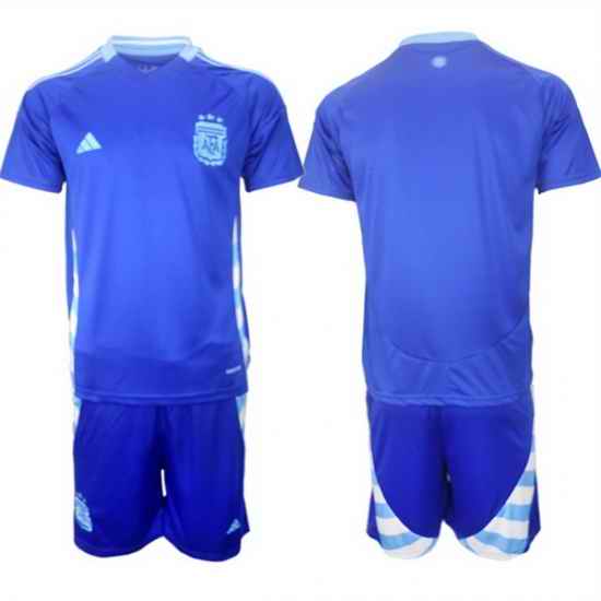 Men Argentina Blank Blue 2024 25 Away SoccerJersey Suit
